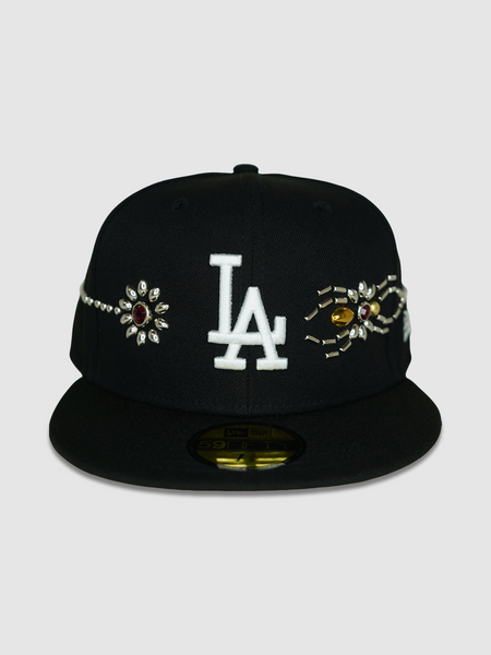 LA Embroidered Navy & Black Studded Baseball Cap Dandy Hats LA 50/50 Studded Hat In Hand Ships Fast | eBay main image 4